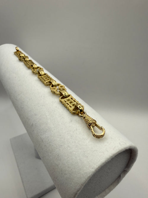 11MM STARS & BARS 9CT GOLD BRACELET